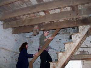 Mona and Carol Felzien touring a granery