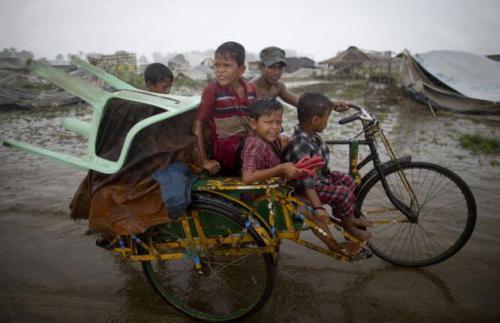 At a camp for displaced Rohingya people in Sittwe, northwestern Rakhine State