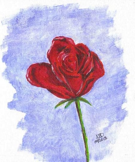 Rose on art board using acrylic on a pencil guide applied with a flat-brush.
