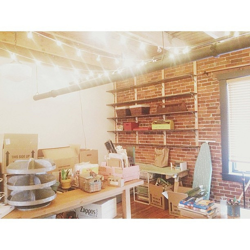 Total mess right now but soon it will be gorgeous. Shelving, check. String lights, check. #soulshinestudio @lynzeelynx @pixiecampbell @florabowley