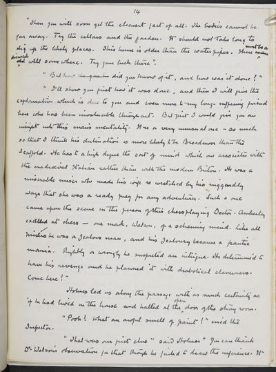 Arthur Conan Doyle’s manuscript of the Sherlock Holmes short story The Adventure of the Retired Colourman published in 1926 (c) The Conan Doyle Estate