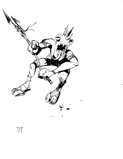 Inktober 8th, Amphibiman