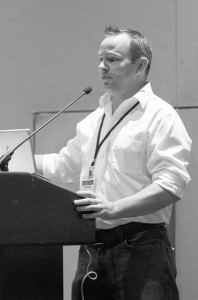 Peter Pollock looking worried as he speaks
