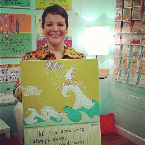 At @curlygirl510 showroom with the piece she made inspired by me! Yay!