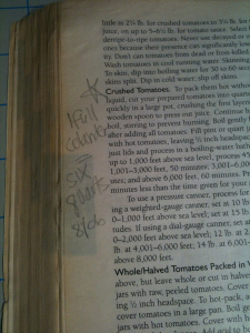Notes for canning tomatoes