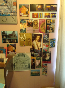 How I integrate art into my own life, on the wall of my writing space (photo credit Jamie Robinson)