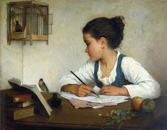 Girl Writing by Henriette Browne