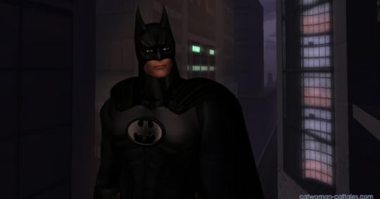 Batman in front of Wayne Enterprise