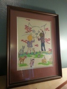 A picture painted by a cousin when I was born. I used to make up stories about these cool cats.
