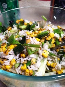 corn and leek pilaf