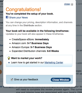 CreateSpace approved