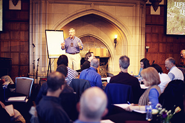 Marc Pitman Fundraising Coach giving a series of lectures at the castle at Glen Eyrie