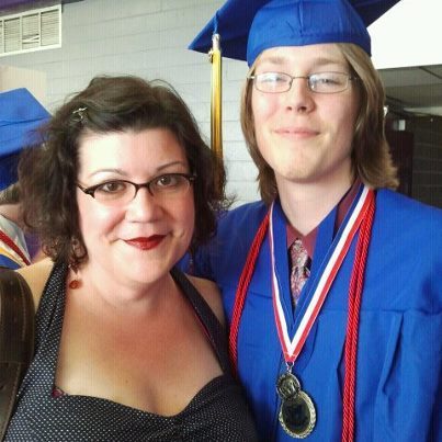 Hanne with Jacob at his high school graduation.