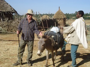 With donkey and minder