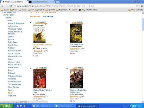 Wolf's Head is No. 1 in the Kindle WAR chart!