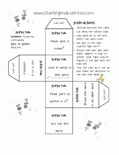 Stanley and Katrina printable word of the week cube activity - free