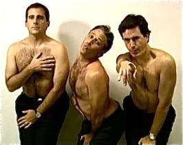 Steve Carell, Jon Stewart and Steven Colbert: How men would look if they had to pose in ads the way women are expected to.
