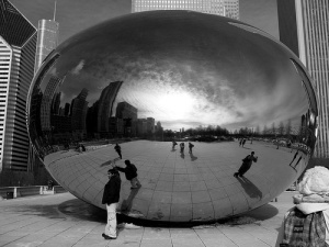 Chicago Park reflection by Maria Chanourdie
