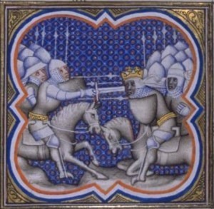 A 14th century depiction of the Battle of Roncevaux Pass