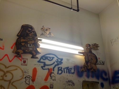 florescent light sabre battle