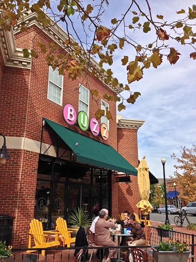 Patrons enjoy sitting outside at Buzz Bakery.