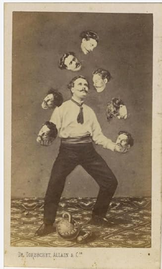 Victorian photoshop, man juggling his own head, ca 1888