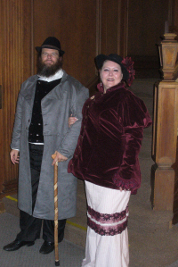 Kim Richards, escorted by Wiliiam Gilchrist, at the Haunted Mansion. Photo by Dan Weidman