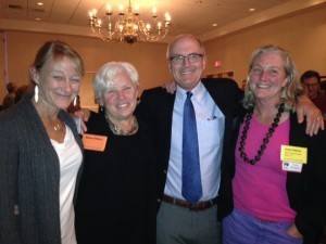 Left to Right: Wendy Hudson of Mitchell's Book Corner on Nantucket, my wife Melissa, me, and outgoing president of NEIBA, Annie Philbrick (married to my cousin Ben).