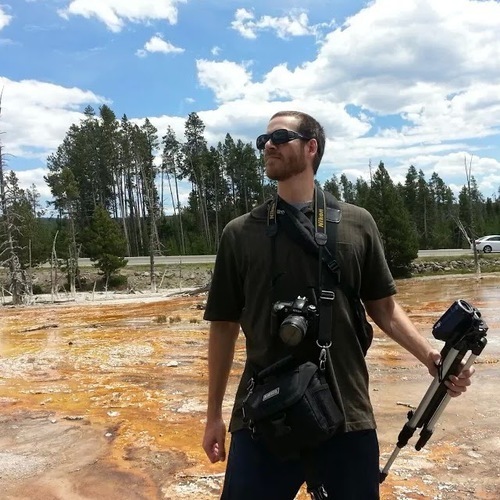 Dan, poised to take every possible picture of Yellowstone National Park