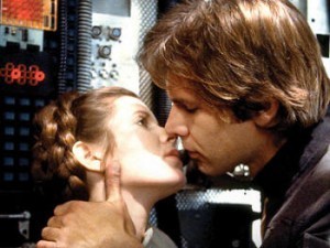 Han Solo and Princess Leia kissing. Yummy.