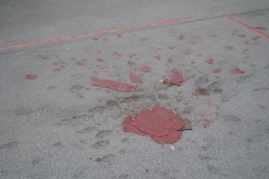 A 'Sarajevo Rose'... resin filling in the holes made by a shell that killed someone.