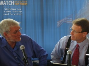 There were a lot of interviews with our speakers. Here I am being interviewed live by Tony Perkins.