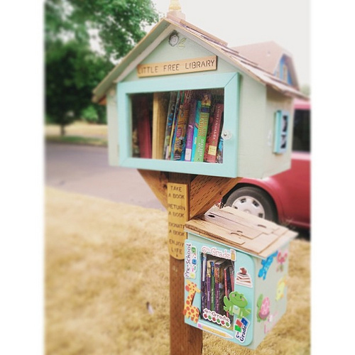 My parents added a kids library annex to their #littlefreelibrary. How adorbs is that?