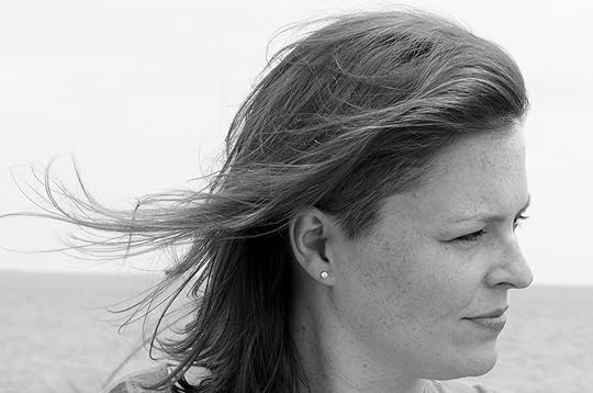 Stacey D. Atkinson, Canadian author, at Main-a-Dieu Beach, Cape Breton Island