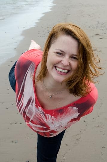 Stacey D. Atkinson, Canadian author, at Main-a-Dieu Beach, Cape Breton Island