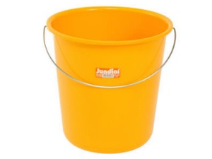 A plastic yellow bucket.