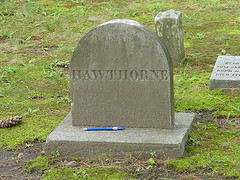 Nathaniel Hawthorne, with blue pen