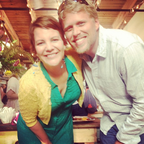 True snapped this fuzzy photo of us and I couldn't love it more ;). Taken at #soulshinestudio open house.