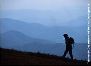 Silhouette of hiker against mountain backdrop (Tennessee Department Of Tourist Development)