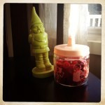 reds are a favorite...here, in a vintage nursery jar