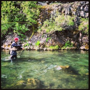 Scott Johnson casts into a nice run along side a 100 foot cliff. 