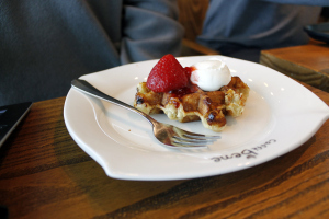 B's strawberry cream cheese waffle