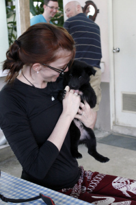 Sara makes a friend at the place we studied cooking.