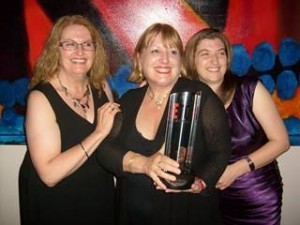 With Hazel and Kd Grace, and the Xcite Best Erotic Books Brand award
