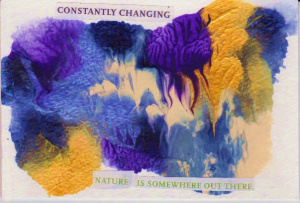 Acrylic paint on watercolor, cut out type.