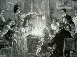 1889 illustration of the game of Snap-dragon