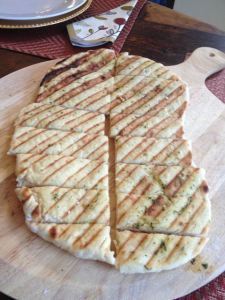 Home made flatbread with herbs and sea salt.