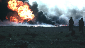 Burning oilfield during Operation Desert Storm...
