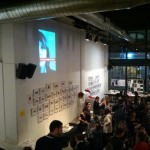 The Mere Weight of Words, projected on the wall at the PEN New Members/New Books Party