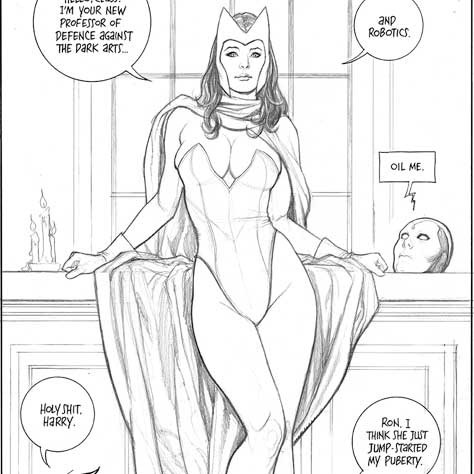 Scarlet-Witch Harry-Potter convention commission Frank Cho